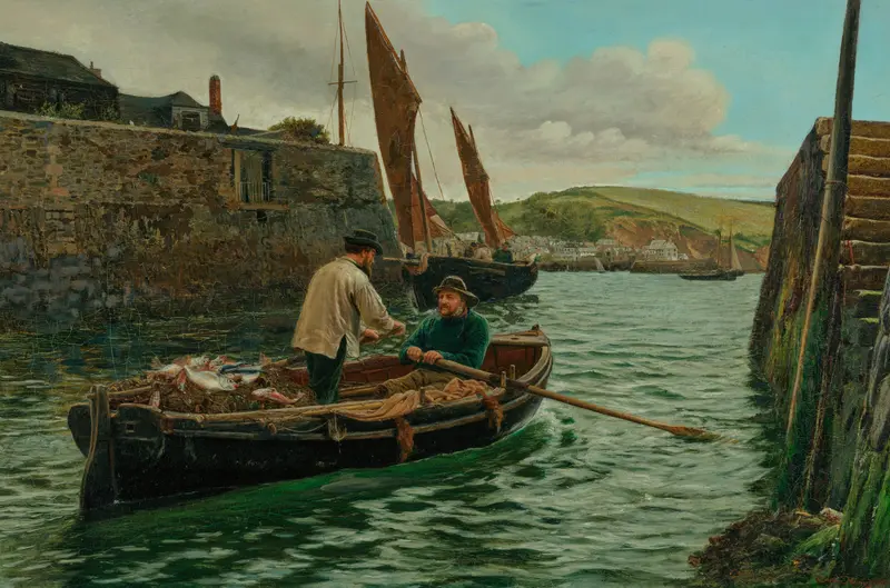 The Seine Fishers by Charles Napier Hemy, oil painting depicting fishermen on the Seine.