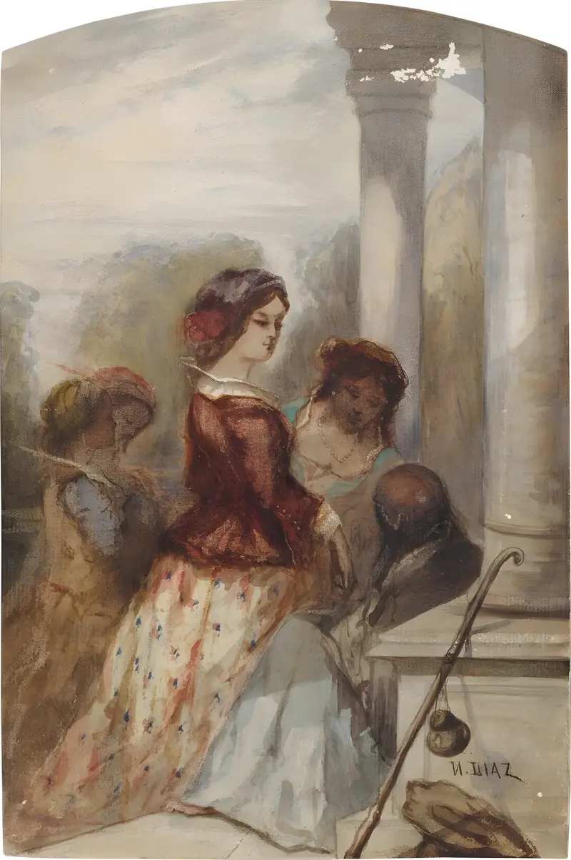 A captivating scene of a fortune teller engaging with her client.
