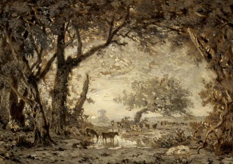 Sunset from the Forest of Fontainebleau, oil on canvas by Théodore Rousseau