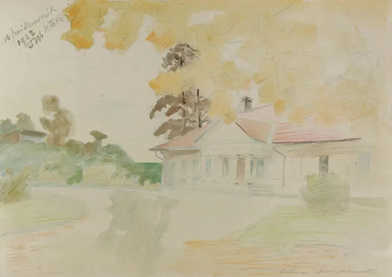 Oil painting of a manor house in Lusławice by Jacek Malczewski