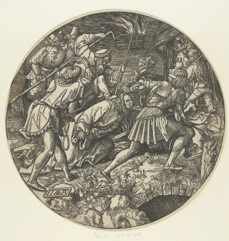 Religious scene depicting the arrest of Christ, oil painting by Jacob Cornelisz van Oostsanen