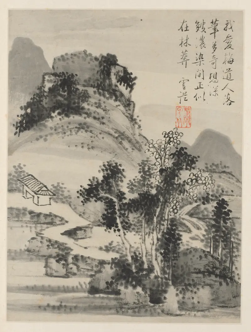 Seasonal landscape with autumn colors and trees, by Xiao Yuncong, Chinese Traditional
