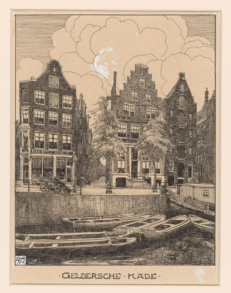 Landscape of a canal in Amsterdam by Willem Wenckebach, medium unknown