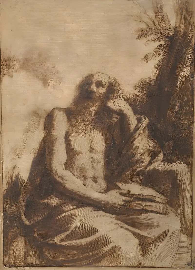 Guercino's 'Saint Jérôme' captures the saint in a moment of contemplation.