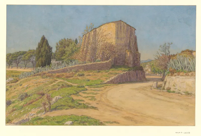 Landscape by Henri Rivière, Post-Impressionism, featuring a skyline with lavender and blue hues.