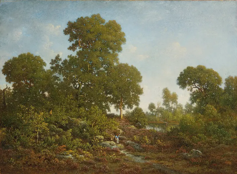 Springtime by Théodore Rousseau, oil on canvas depicting a vibrant spring landscape.