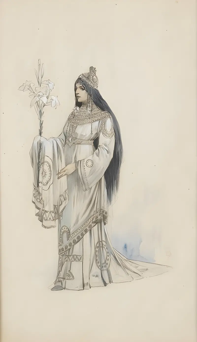A costume design by Alphonse Mucha for the Théâtre de la Renaissance in Paris.