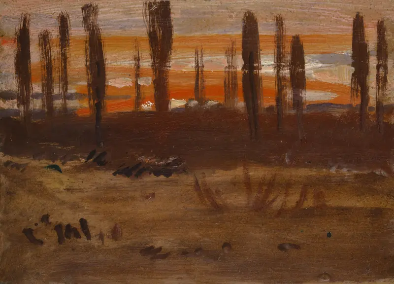 Twilight landscape with soft hues, oil painting by Hans Sandreuter