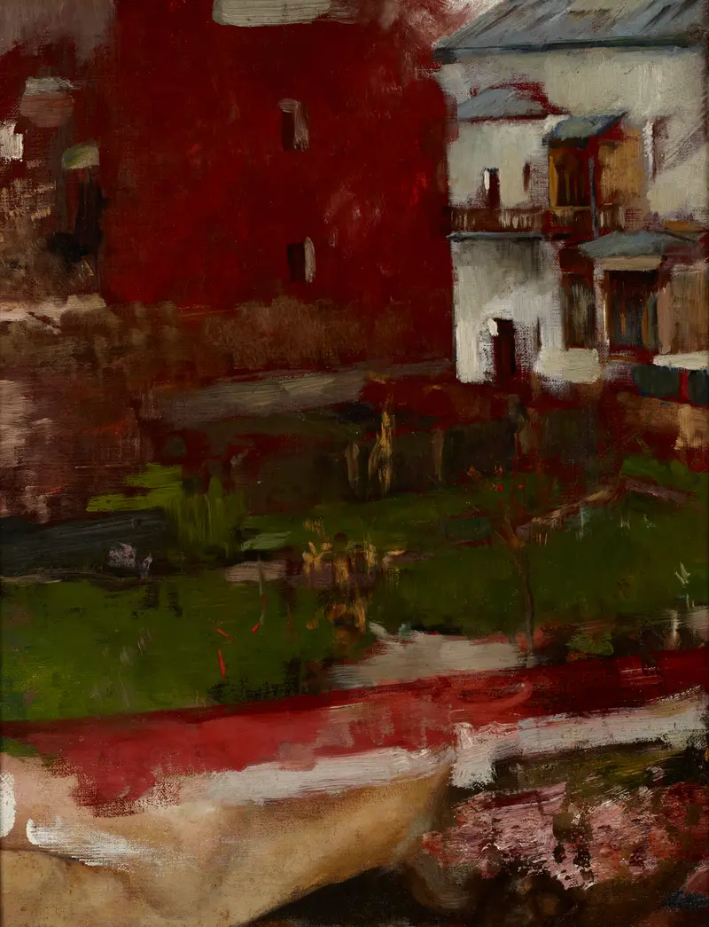Town Buildings I by Olga Boznanska, oil on canvas depicting urban architecture