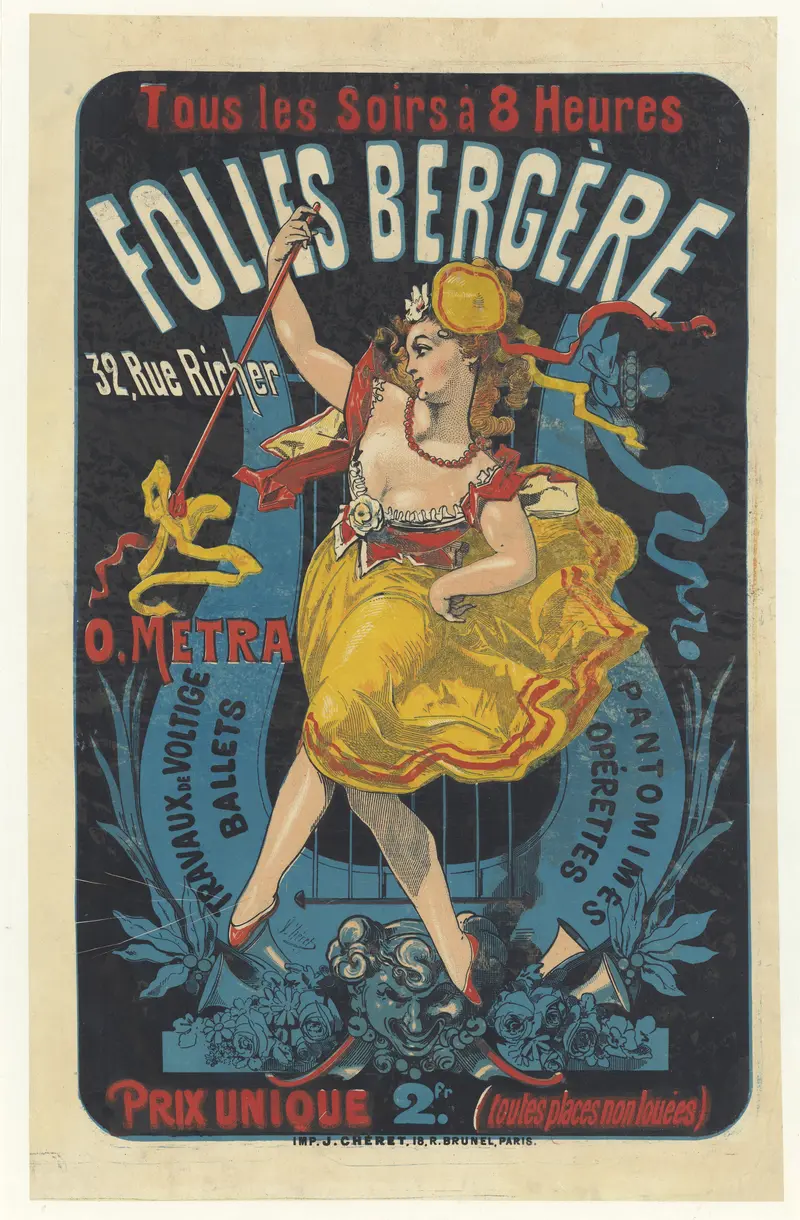 A vibrant poster by Jules Chéret advertising the Folies Bergère.