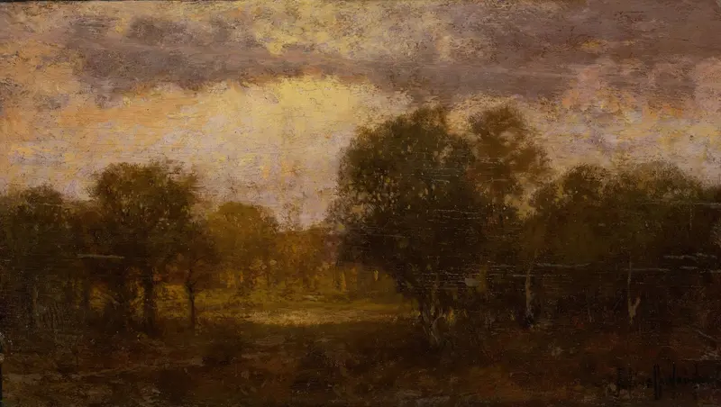 Landscape by Julian Onderdonk, oil on canvas with vibrant greens and earth tones