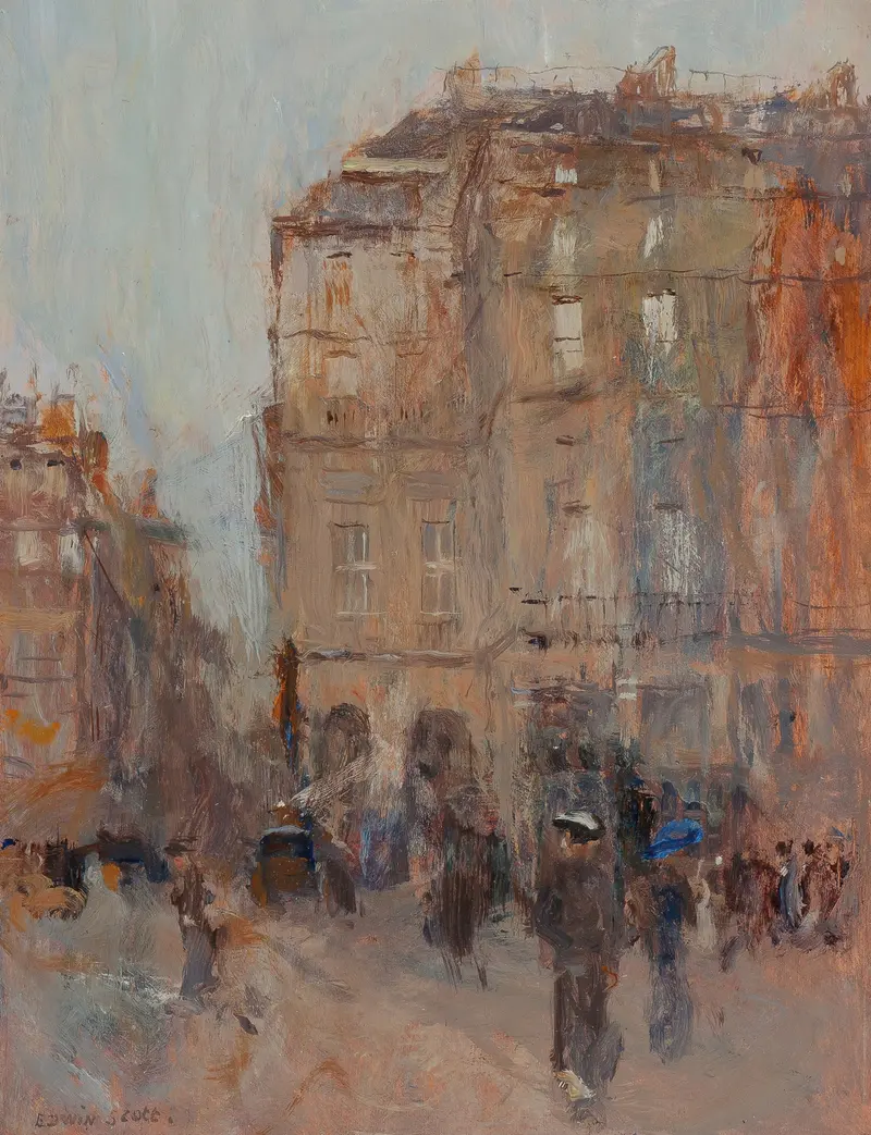 Landscape of a gray day in Paris, oil painting by Frank Edwin Scott