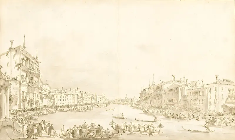 A vibrant depiction of a regatta on the Grand Canal by Francesco Guardi.