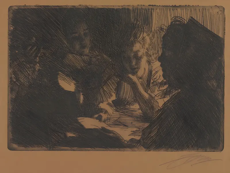A captivating genre scene by Anders Zorn depicting everyday life.