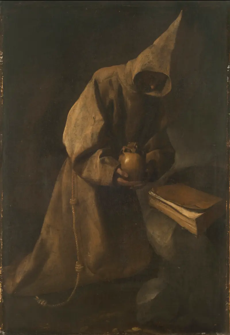 A painting depicting a serene scene of meditation in San Francisco.