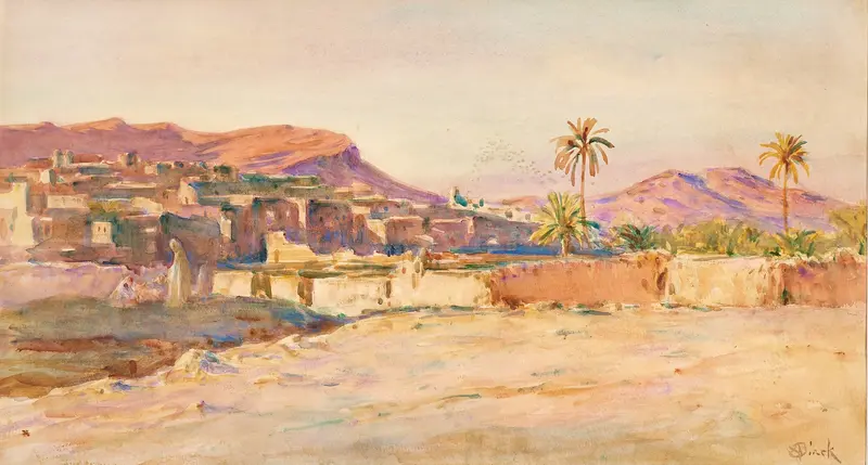 Expressionist oil painting by Alphonse Birck depicting a chaotic landscape.