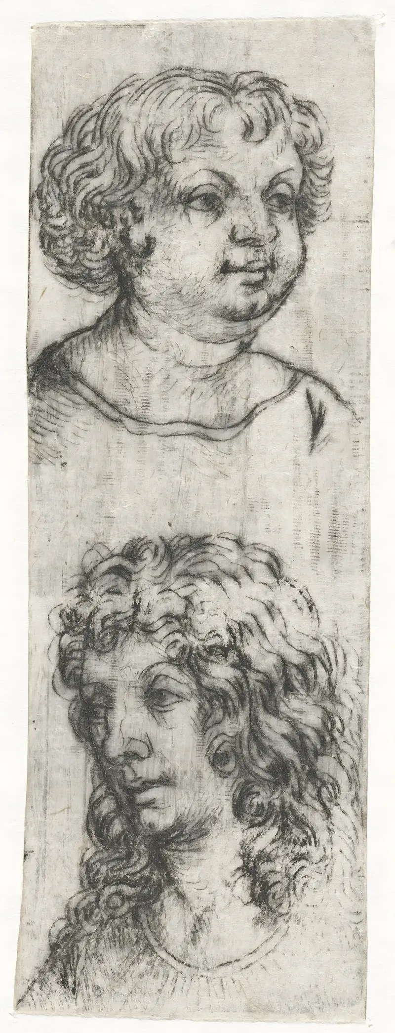 Drypoint by Meester van het Amsterdamse Kabinet depicting two heads with intricate light and shadow.