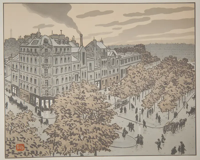 Henri Rivière's 'Du Boulevard de Clichy' captures a lively Parisian street scene.