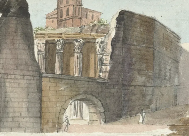 Architecture of ancient ruins by Pieter Bartholomeusz. Barbiers, oil painting