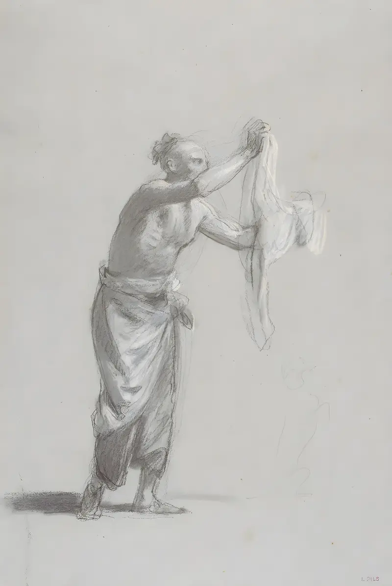A captivating portrait of an Arab man draped in linen.
