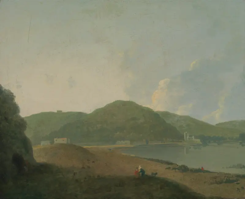 Lago d’Agnano landscape with turbulent waters, oil painting by Richard Wilson