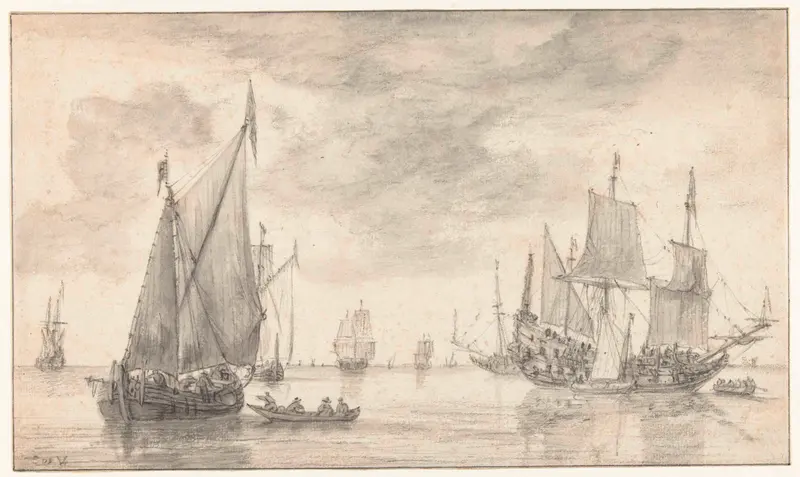 Seascape with Several Vessels, oil on canvas by Simon de Vlieger