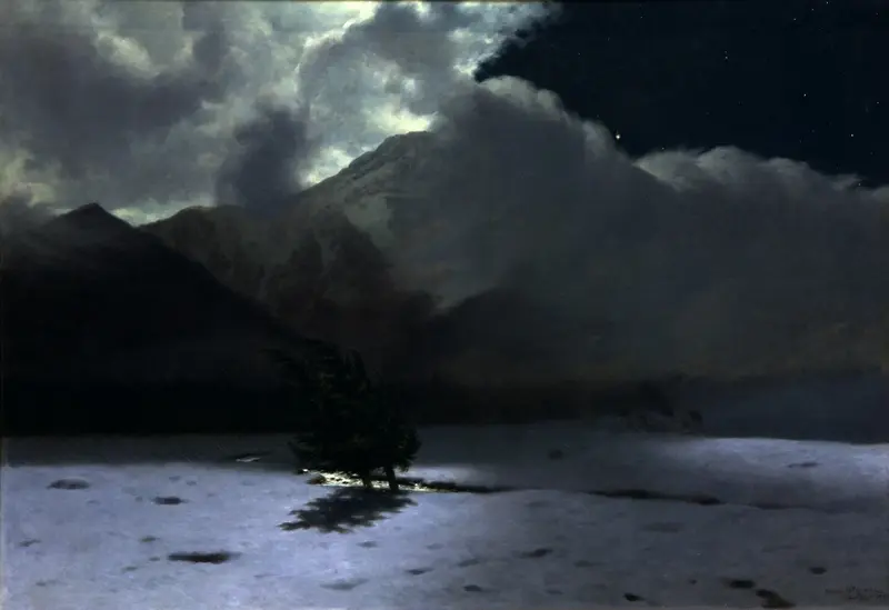 Foehn Wind by Stanisław Witkiewicz, oil painting depicting a serene landscape with soft hues.
