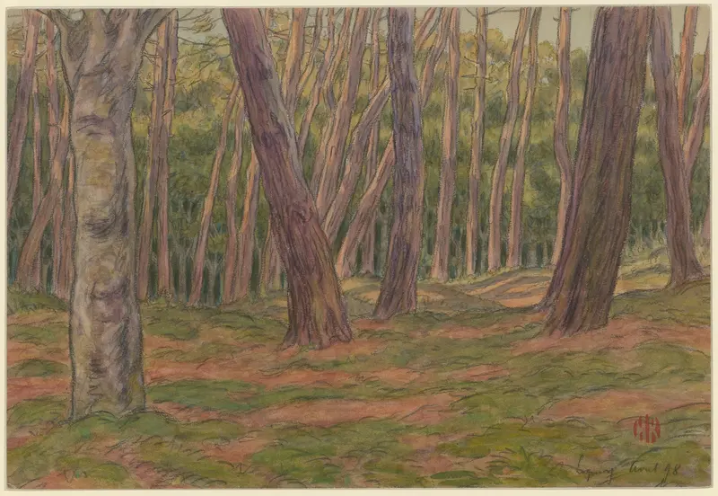 Landscape with water and trees by Henri Rivière, 1898, oil painting