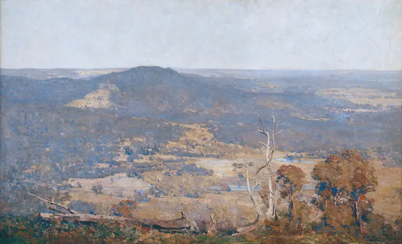 Australia Felix by Arthur Streeton, oil painting depicting a vibrant Australian landscape