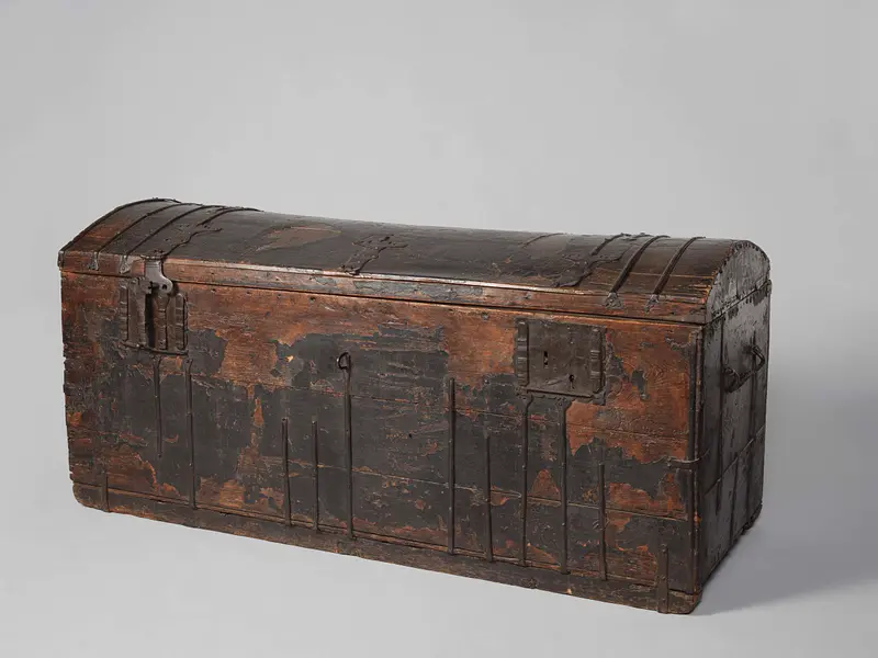 Ornate wooden chest from the Dutch Golden Age by unknown artist