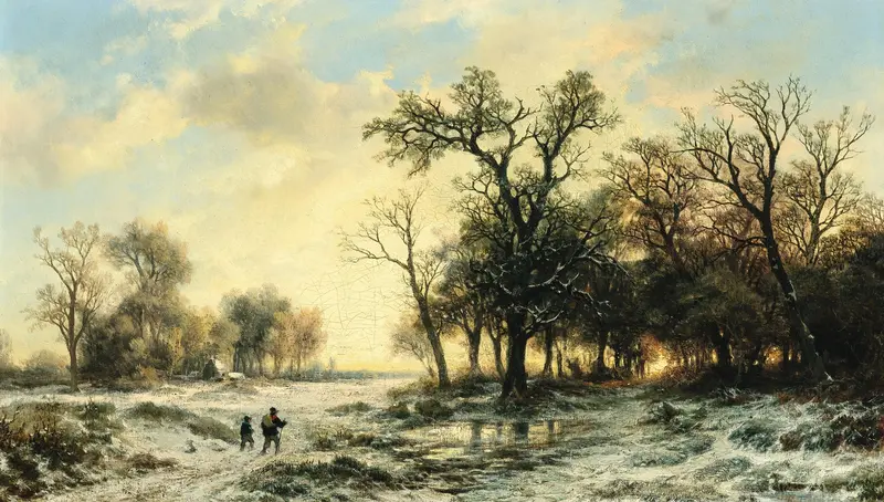 Returning Home at Dusk in Winter, oil on canvas by Remigius Adrianus van Haanen