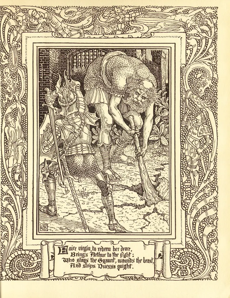 Walter Crane's 'Spenser’s Faerie queene Pl.13' is a vibrant illustration depicting a scene from the epic poem.