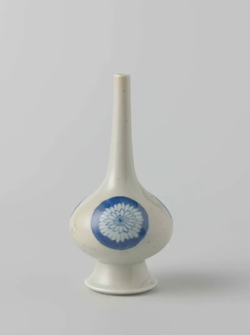 Rosewater sprinkler in celadon green with chrysanthemums, unknown artist