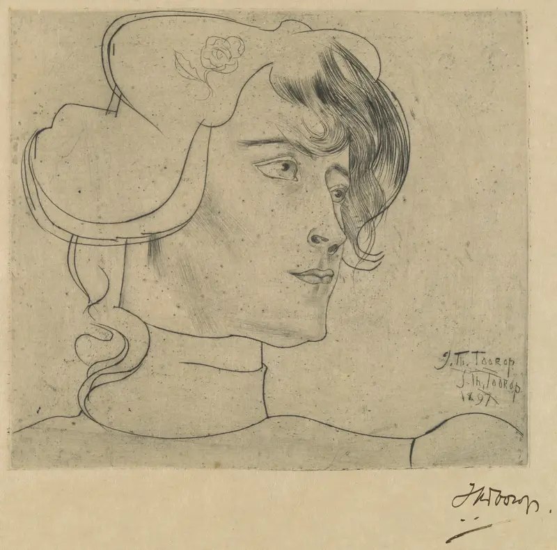 A portrait of Marguérite Adolphine Helfrich by Jan Toorop.