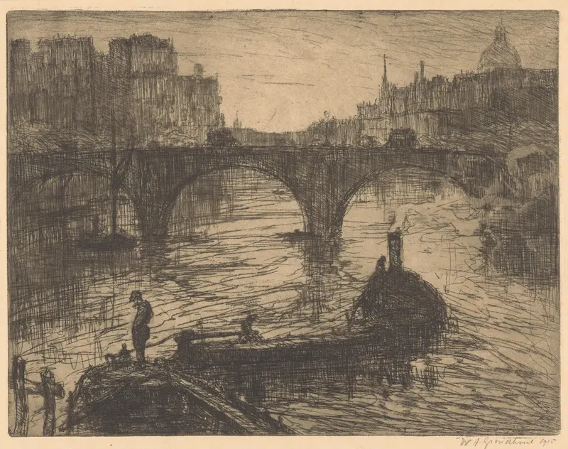 Brug over de Theems in Londen by Willem Adrianus Grondhout, impressionism