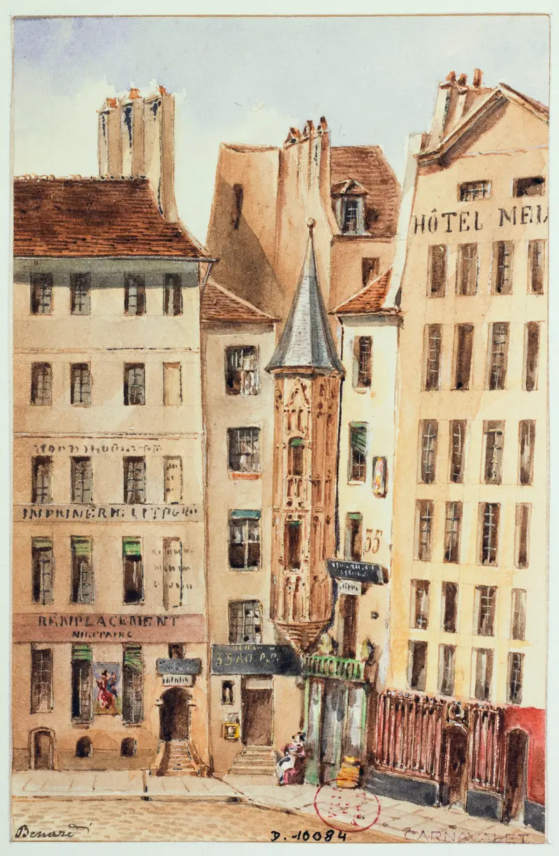 Architecture of Hôtel de Ville under sunlight by Auguste-Sébastien Bénard, oil painting