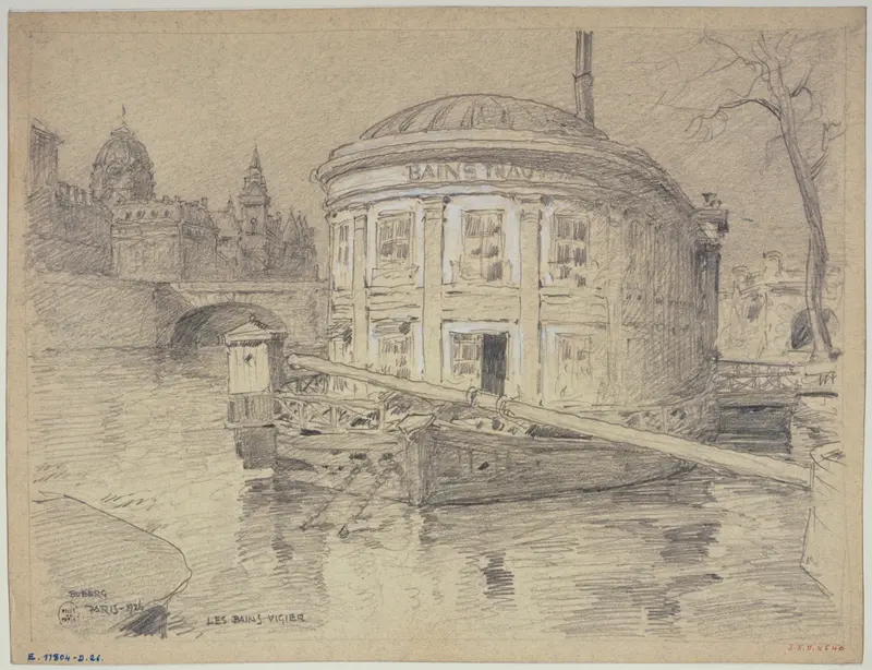 Architectural design of Les bains Vigier au Pont-Neuf by Ferdinand Boberg, medium unknown.