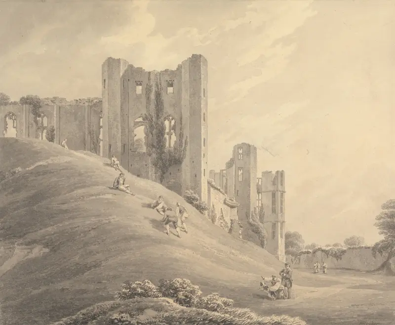 Kenilworth Castle landscape oil painting by Michael Angelo Rooker