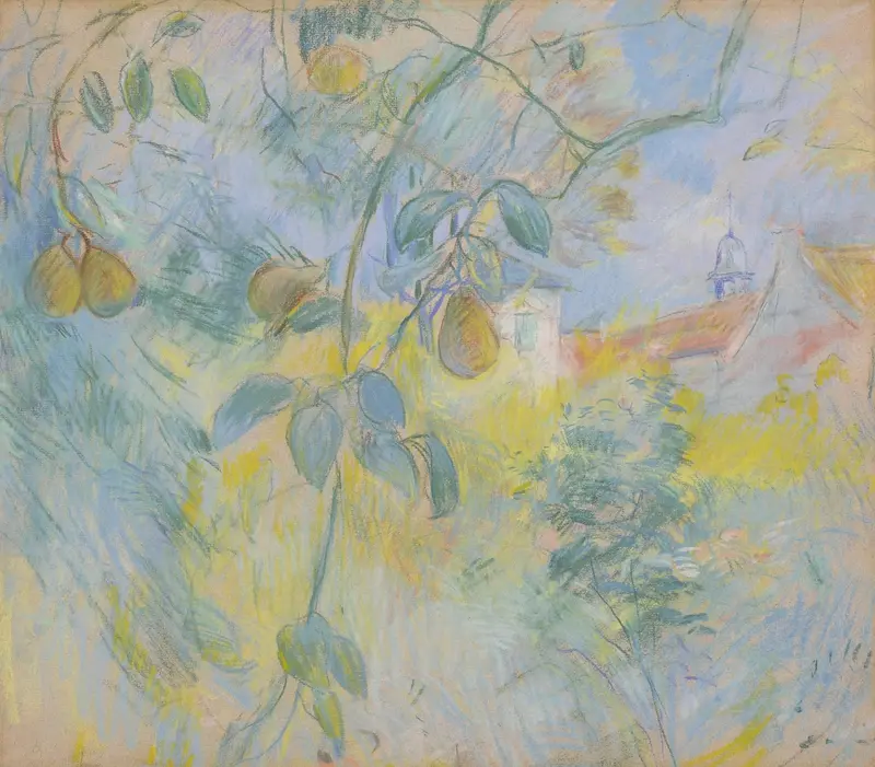 Still life of pears in oil on canvas by Berthe Morisot