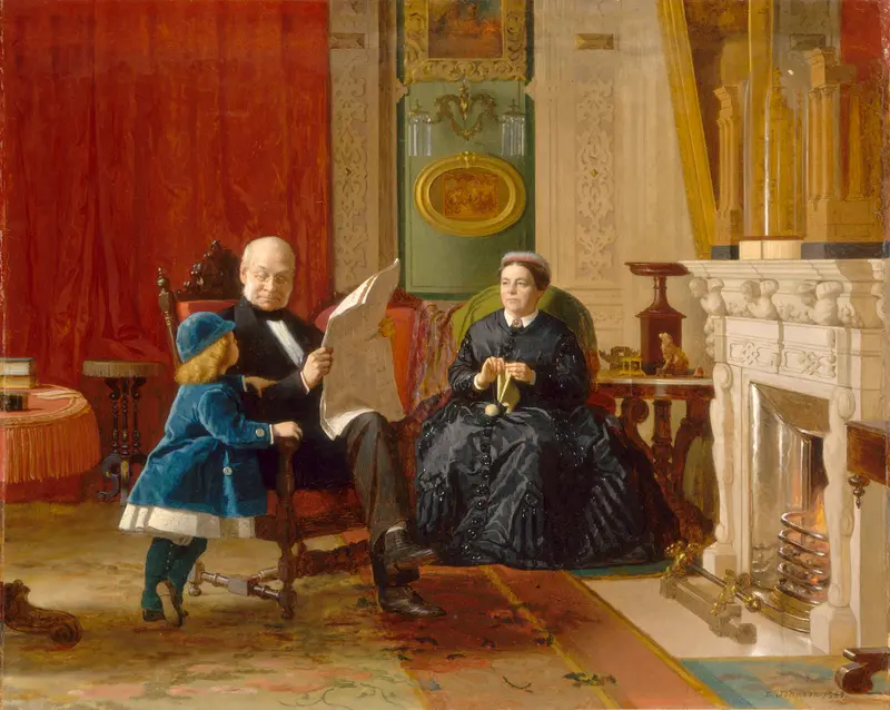 A family portrait by Eastman Johnson showcasing intimate family dynamics.