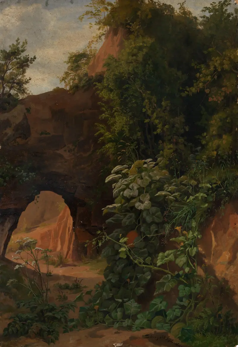 Still life of wild pumpkin and hemlock in oil on canvas by Emil Lugo