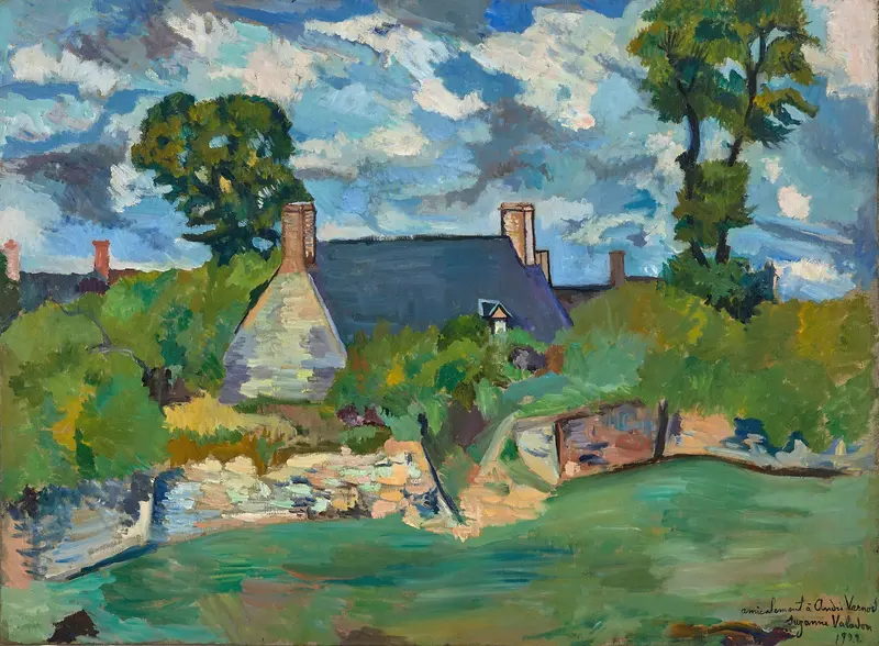 Paysage de Genêt by Suzanne Valadon, oil painting depicting golden genista fields under a cerulean sky.