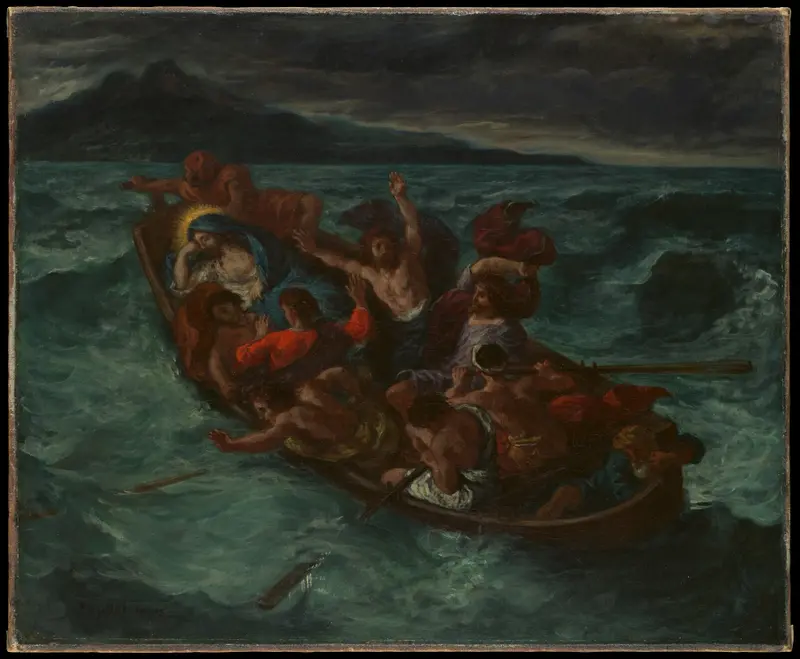 Christ asleep during the tempest, oil on canvas by Eugène Delacroix