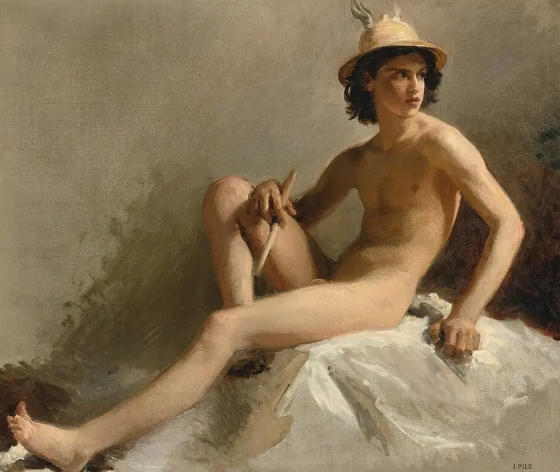 A study of Mercury by Isidore Pils, showcasing classical themes and detailed figures.