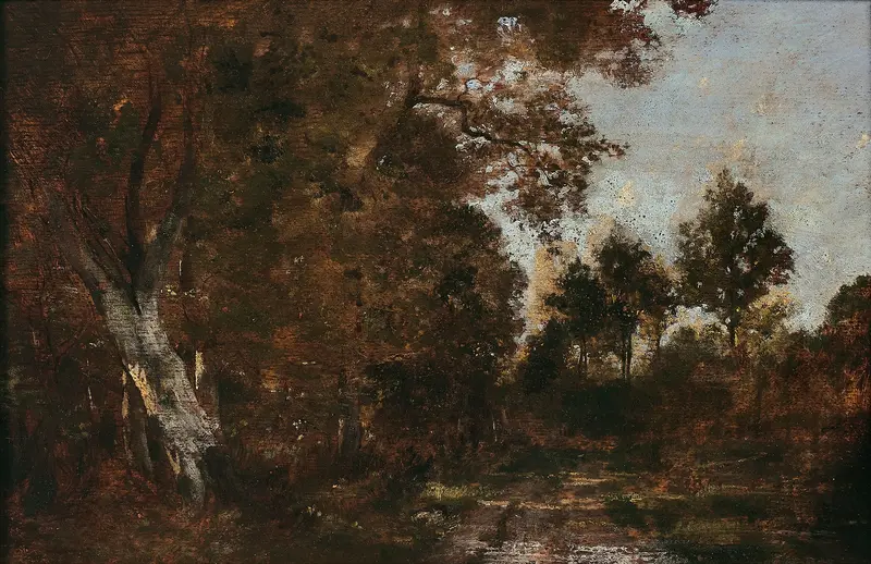 Landscape with dappled sunlight, oil painting by Théodore Rousseau