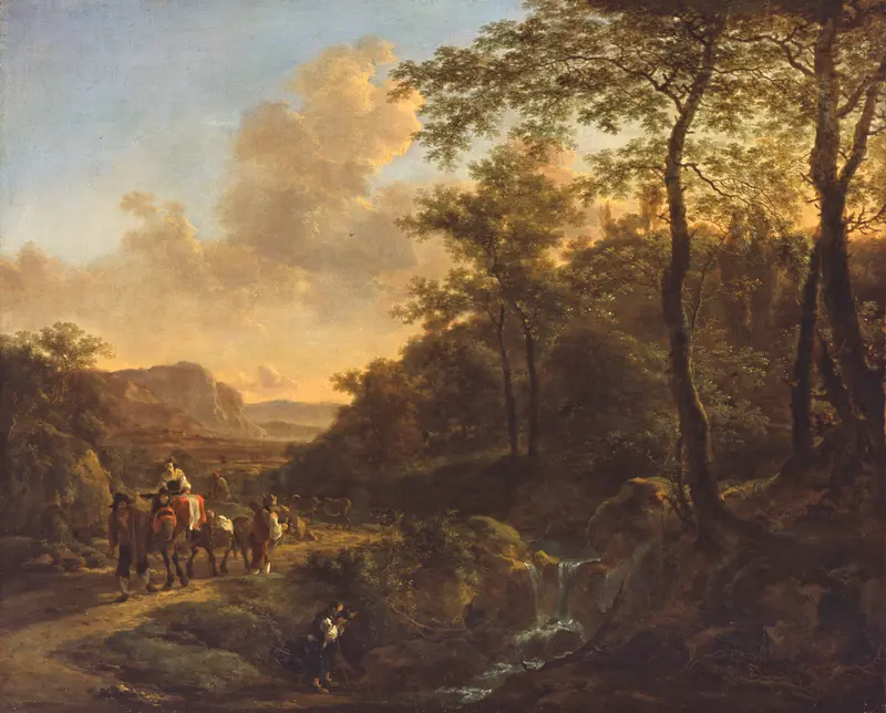 Scene of the Roman Campagna, oil on canvas by Jan Both, depicting tranquil hills and countryside.