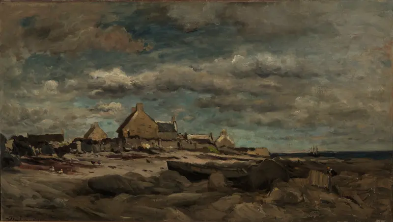 Landscape with a luminous sunset sky and water by Charles François Daubigny, oil painting