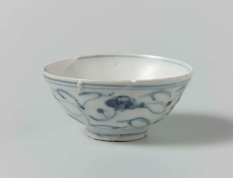 Porcelain by Unknown Artist depicting figures descending from a ship with golden light.