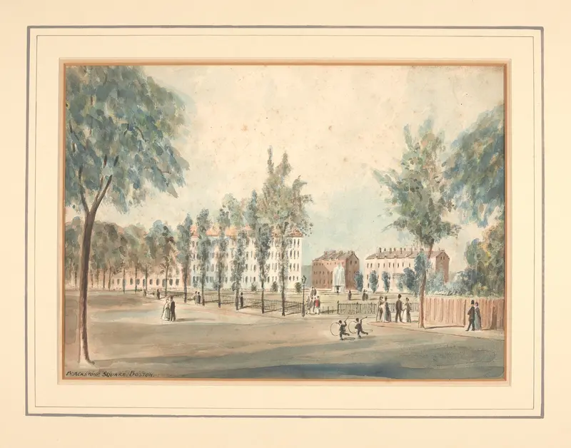 Landscape of Blackstone Square, Boston, by Benjamin Champney, oil painting