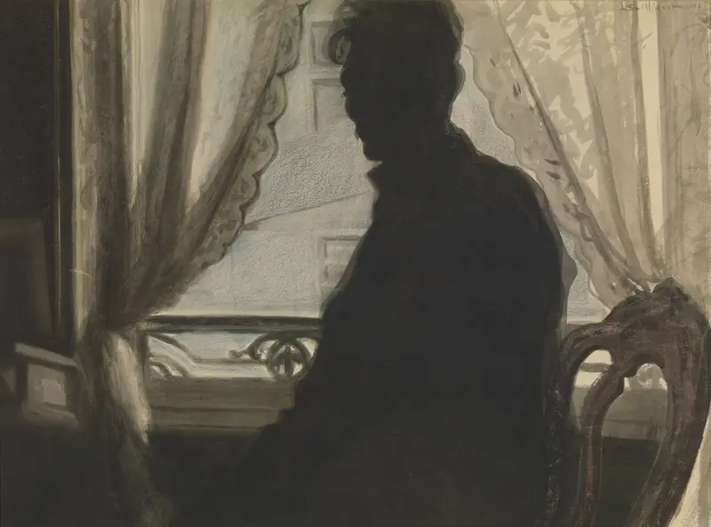 A striking portrait by Léon Spilliaert showcasing the artist's silhouette.
